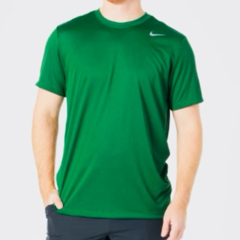 The Nike Tee Men's Emerald Green Short-Sleeve Crew Tee with White Swoosh